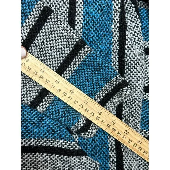 VTG Small Authentic Made in Mexico Saddle Blanket Hooded Pullover Sweater Poncho - Picture 7 of 9